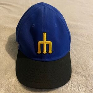 Seattle Mariners New Era Trident Hat Toddler Child 39THIRTY Blue Black MLB Cap